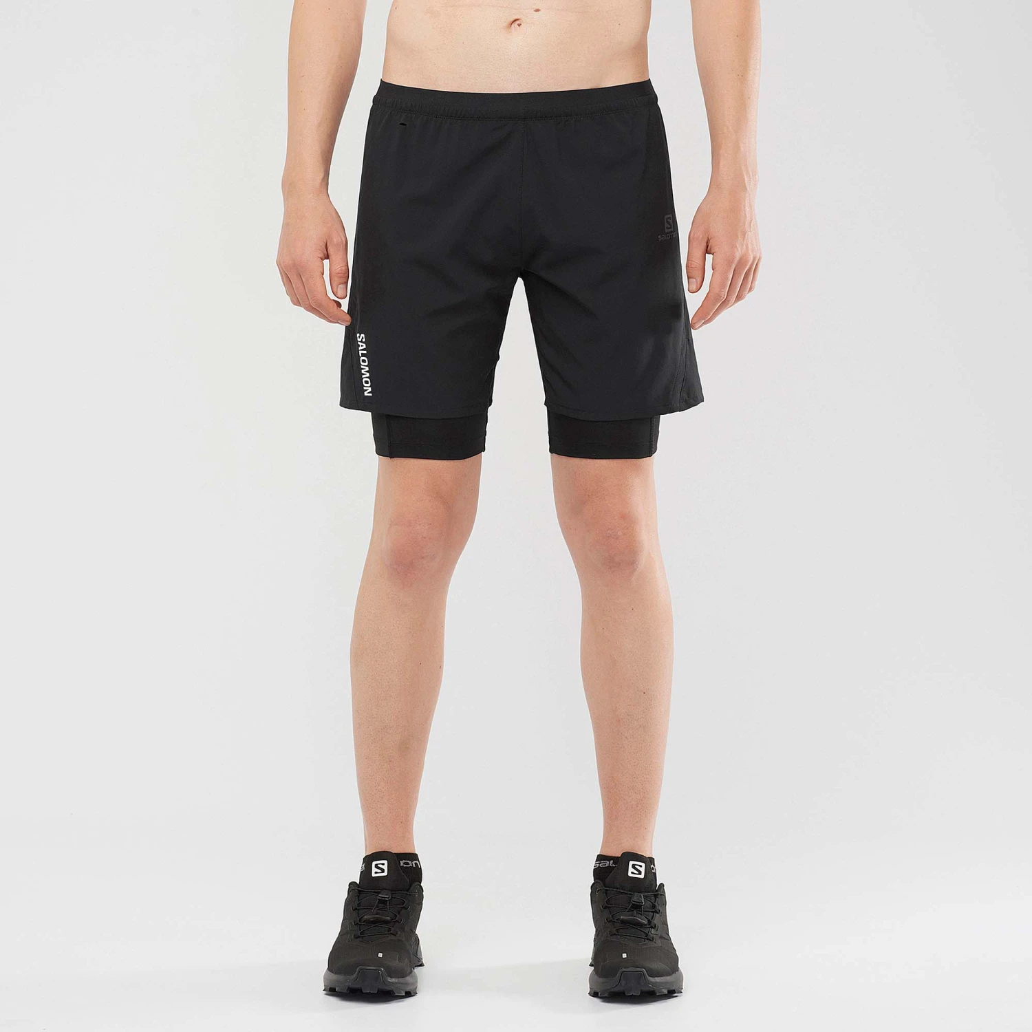 Salomon | Men's Cross Twinskin Shorts - Deep Black - Image 2