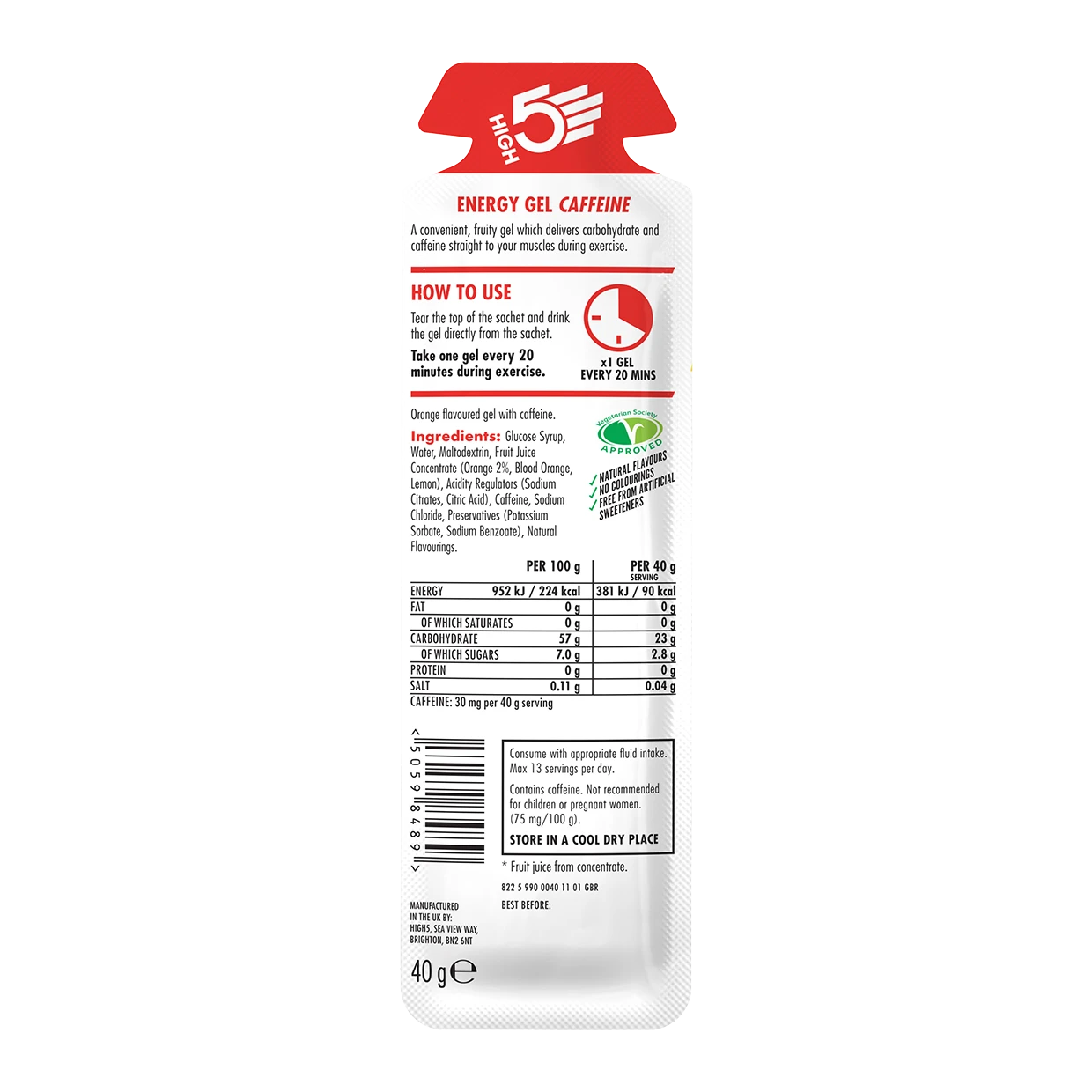 High 5 | Energy Gel With Caffeine - Orange Flavour - Image 2